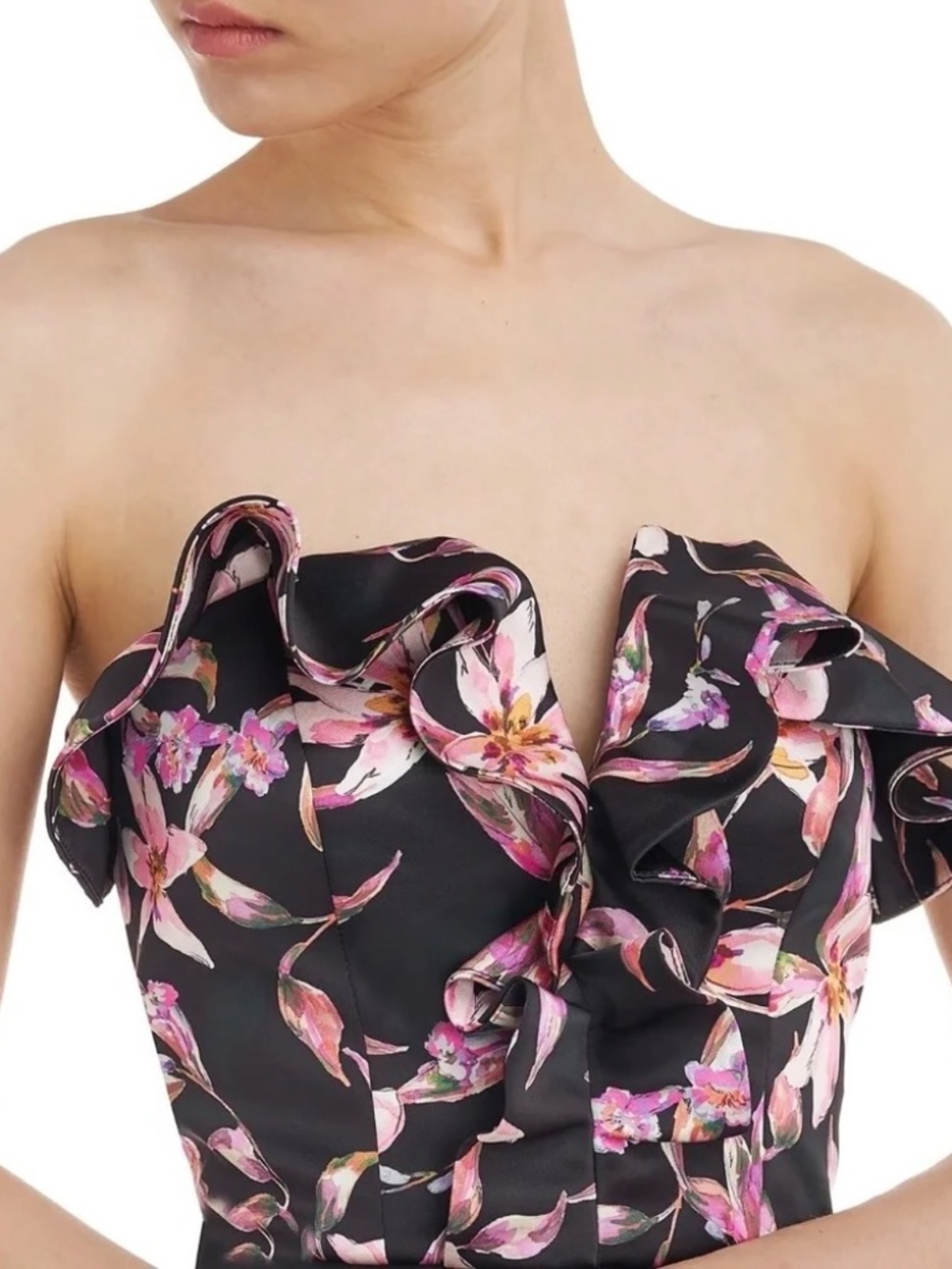 Amur Bevin Bustier Crop Top Plunge Neckline
